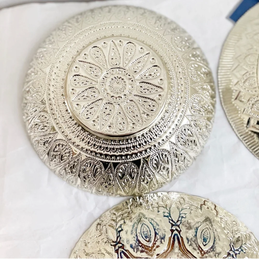 NEW Lot of 4 Turkish Glass Handmade Decorative Bowl w/ 100% Silver NWT